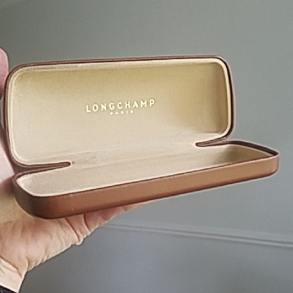 Longchamp Tan Leather Eyeglass Sunglasses Case